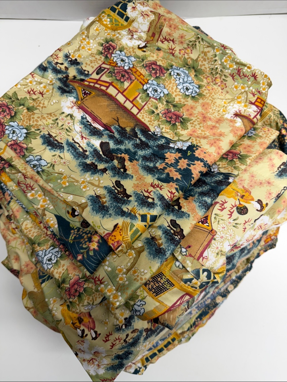 Cuddledown Sheet Set 100% Cotton Asian Japanese Floral Print Multicolor King